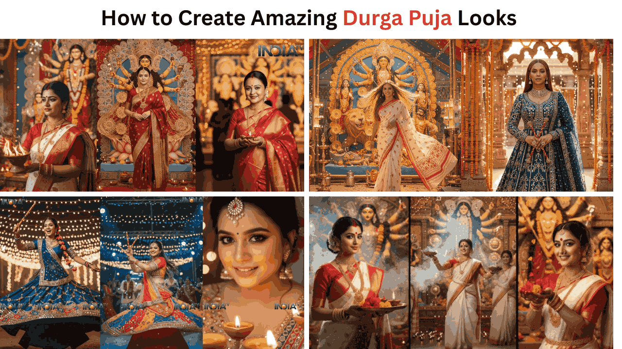 Google gemini durga puja prompt How to Create Amazing Durga Puja Looks transform their selfies into Durga Puja portraits.