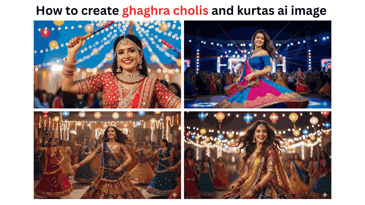 Gemini ai photo navratri: how to create ghaghra cholis and embroidered kurtas ai image