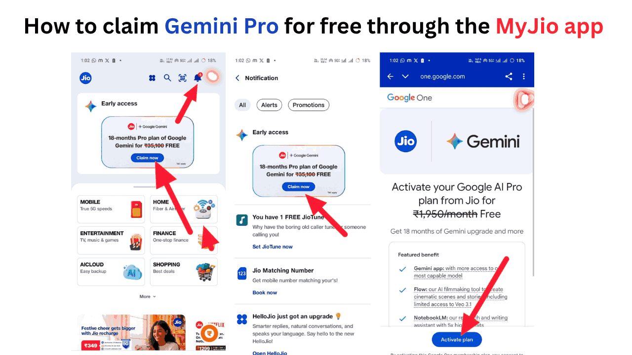 How to claim Gemini Pro for free through the MyJio app